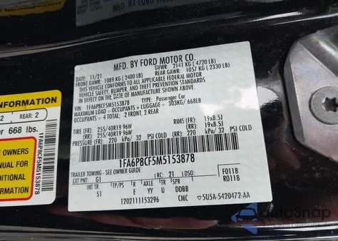 2021 Ford Mustang Gt Premium Fastback z USA, uszkodzony, nr VIN 1FA6P8CF5M5153878